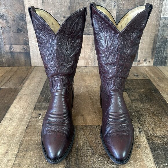 Dan Post 16773 Vintage Black Cherry Western Cowboy Boots Mens 12 D - Picture 1 of 12
